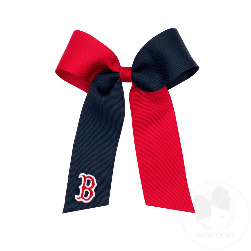 Medium Boston Red Sox Two-Tone Embroidered Cheer Bow