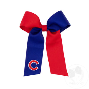 Medium Chicago Cubs Two-Tone Embroidered Cheer Bow