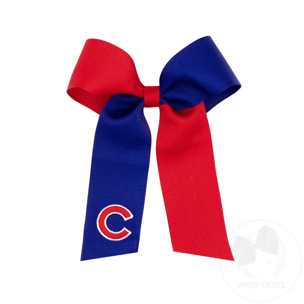Medium Chicago Cubs Two-Tone Embroidered Cheer Bow