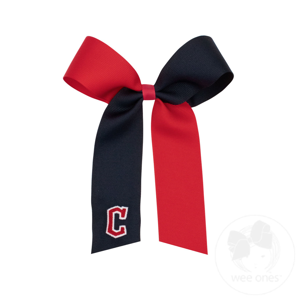 Medium Cleveland Guardians Two-Tone Embroidered Cheer Bow