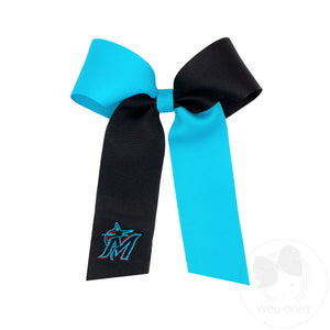 Medium Miami Marlins Two-Tone Embroidered Cheer Bow