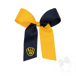 Medium Milwaukee Brewers Two-Tone Embroidered Cheer Bow