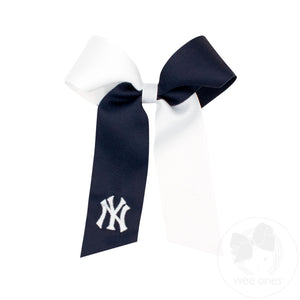 Medium New York Yankees Two-Tone Embroidered Cheer Bow