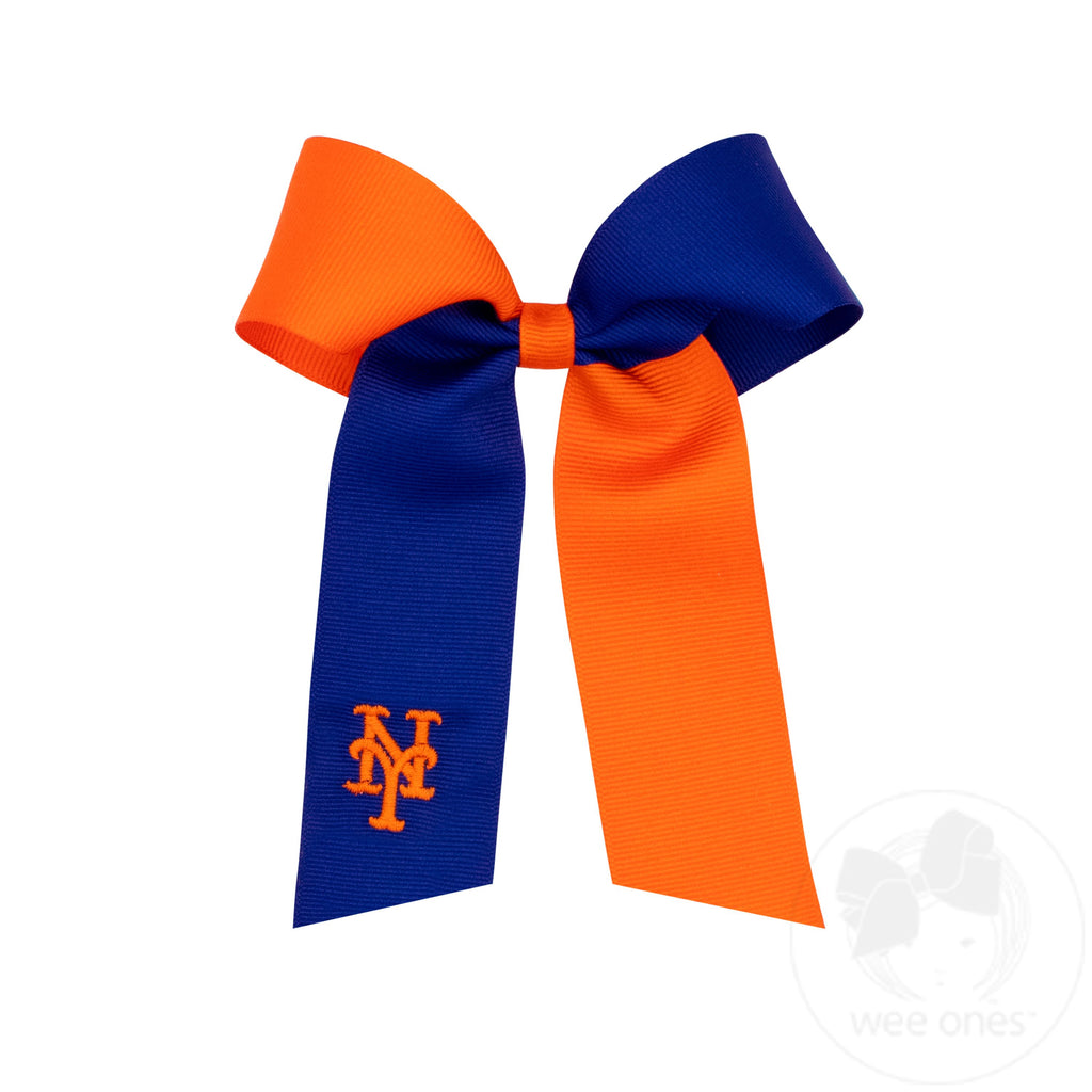 Medium New York Mets Two-Tone Embroidered Cheer Bow