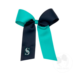 Medium Seattle Mariners Two-Tone Embroidered Cheer Bow