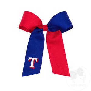 Medium Texas Rangers Two-Tone Embroidered Cheer Bow