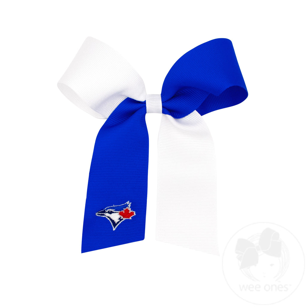 Medium Toronto Blue Jays Two-Tone Embroidered Cheer Bow