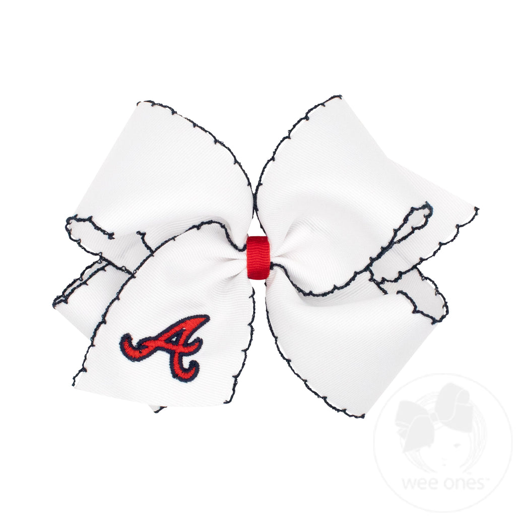 King Atlanta Braves Embroidered Moonstitch Hair Bow