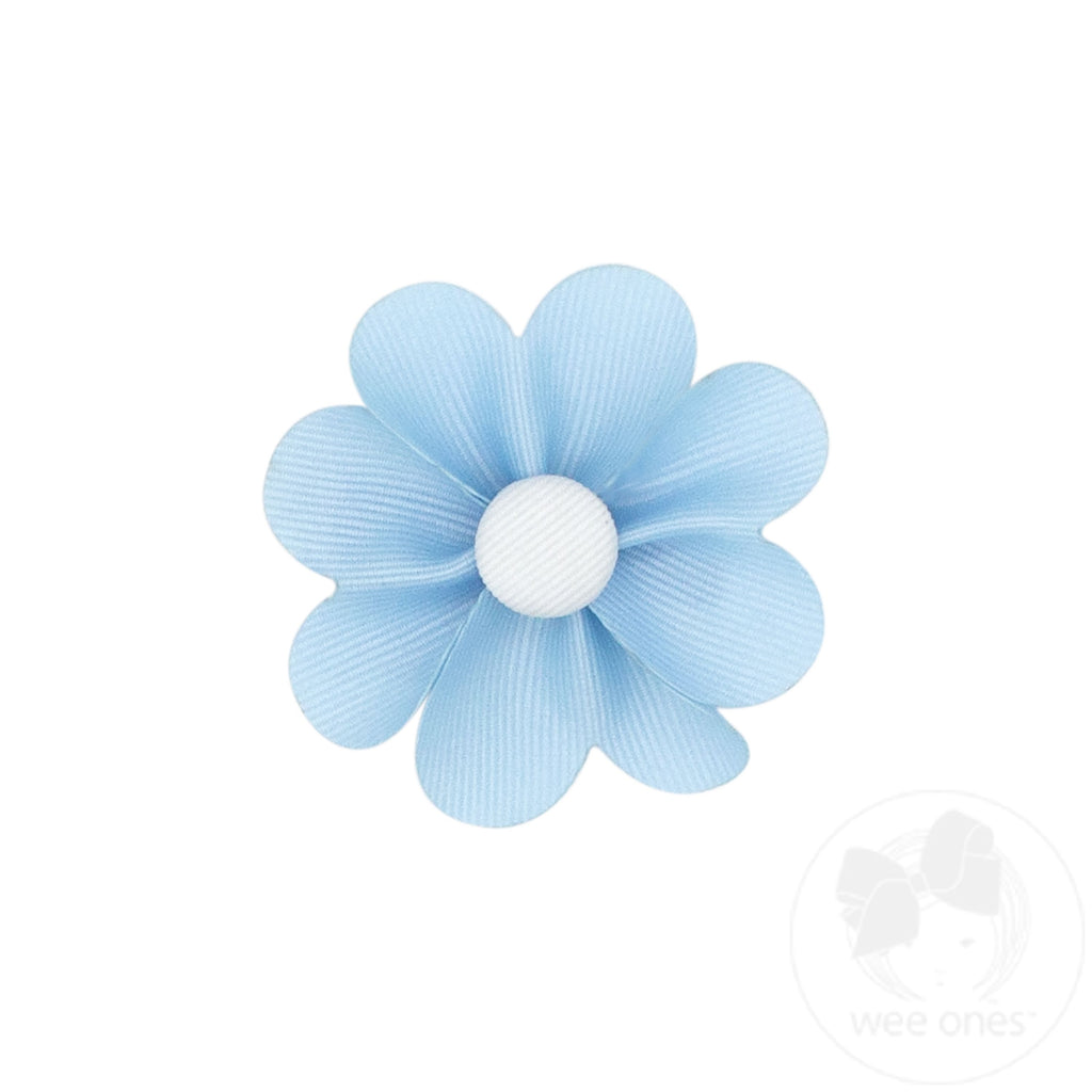 Grosgrain Petal Flower Hair Clip with Button Center