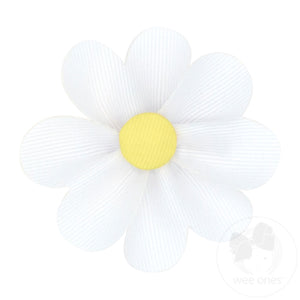 Grosgrain Petal Flower Hair Clip with Button Center