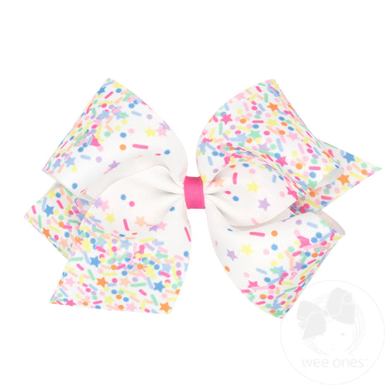 King Colorful Birthday Themed and Patterned Grosgrain Girls Hair Bow