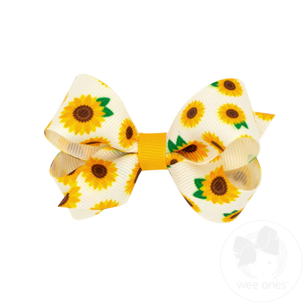 Mini Harvest-Themed Apple Print Grosgrain Bow