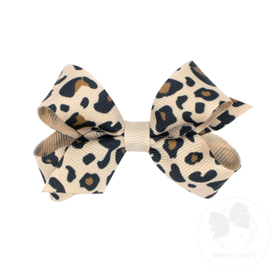 Mini Leopard Print Grosgrain Bow
