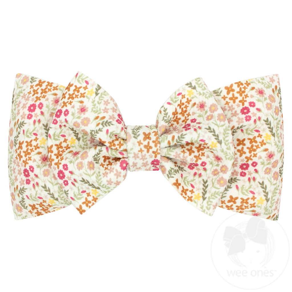 Soft printed Rippled-Textured Wide Headband with Large Matching BowTie