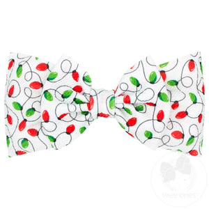 Soft printed Holiday Rippled-Textured Wide Headband with Large Matching BowTie