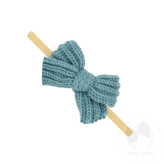 Medium 2-Loop solid Sweater Bows On a Skinny Baby Band