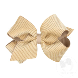 King Grosgrain Hair Bow with Wide Wale Corduroy Overlay