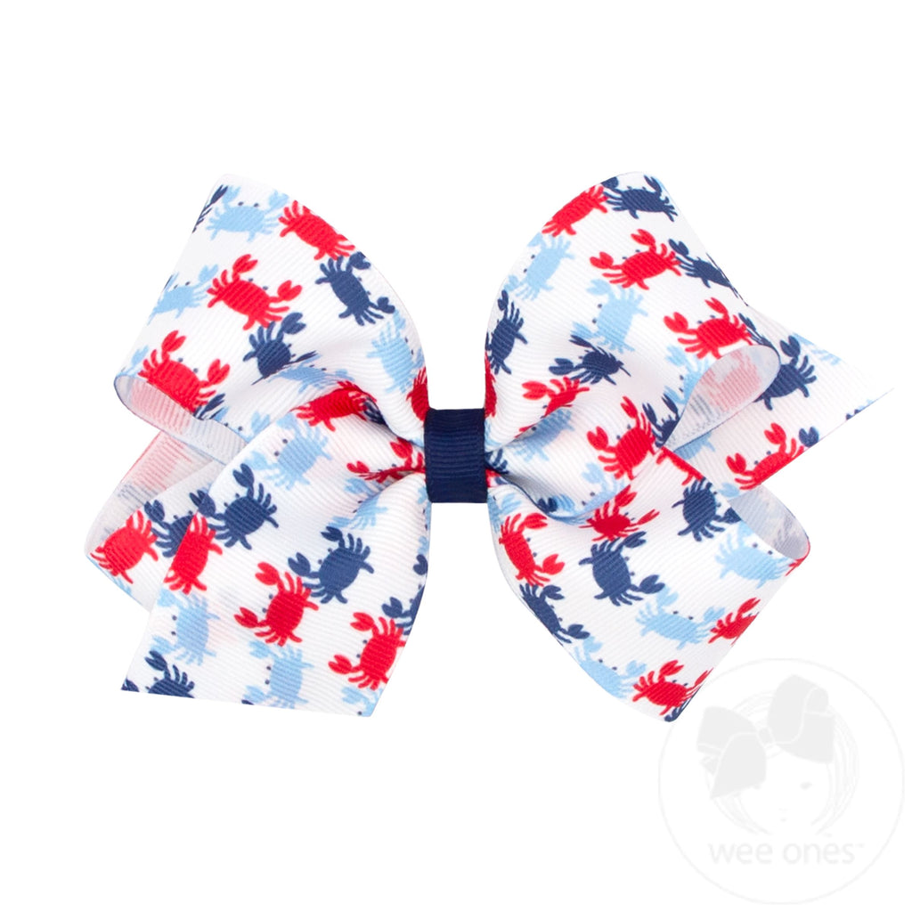 Medium Grosgrain Nautical-themed Print Girls Hair Bows