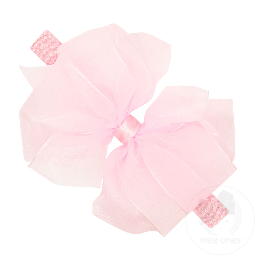 Medium Organza Double Hair Bow on a Matching Elastic Band