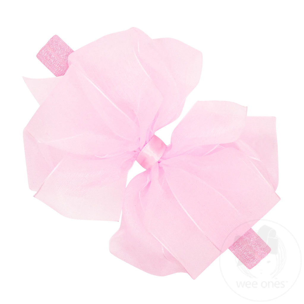 Medium Organza Double Hair Bow on a Matching Elastic Band