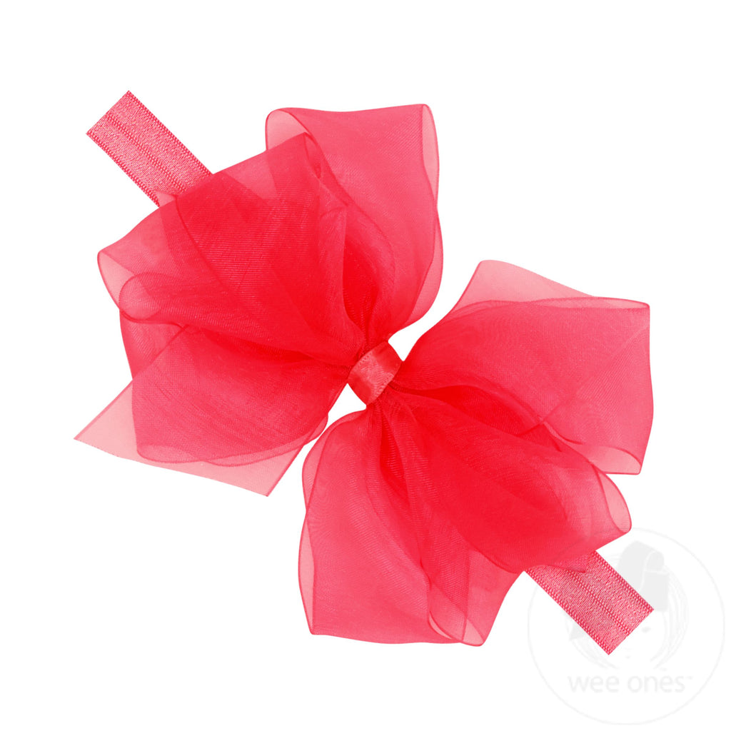 Medium Organza Double Hair Bow on a Matching Elastic Band