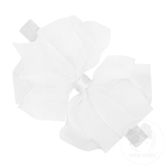 Medium Organza Double Hair Bow on a Matching Elastic Band