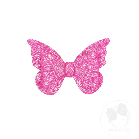 THINK PINK! Large Double Layer Pink Glitter Butterfly Hair Clip