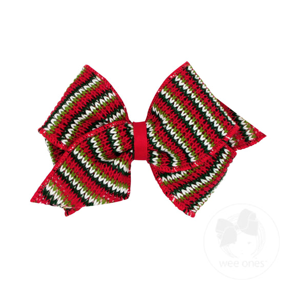 Mini King Textured Holiday-colored Sweater Hair Bow