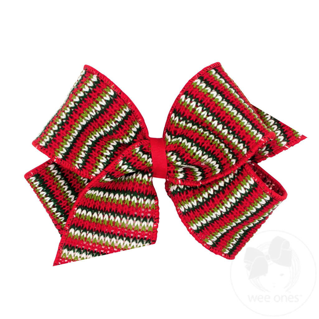 King Textured Holiday-colored Sweater Hair Bow