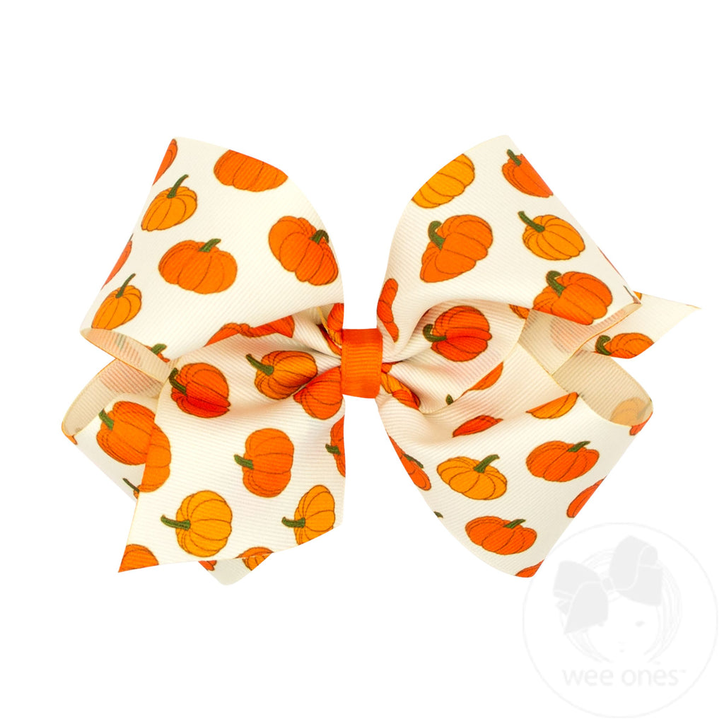 King Autumn Harvest Print Grosgrain Hair Bow