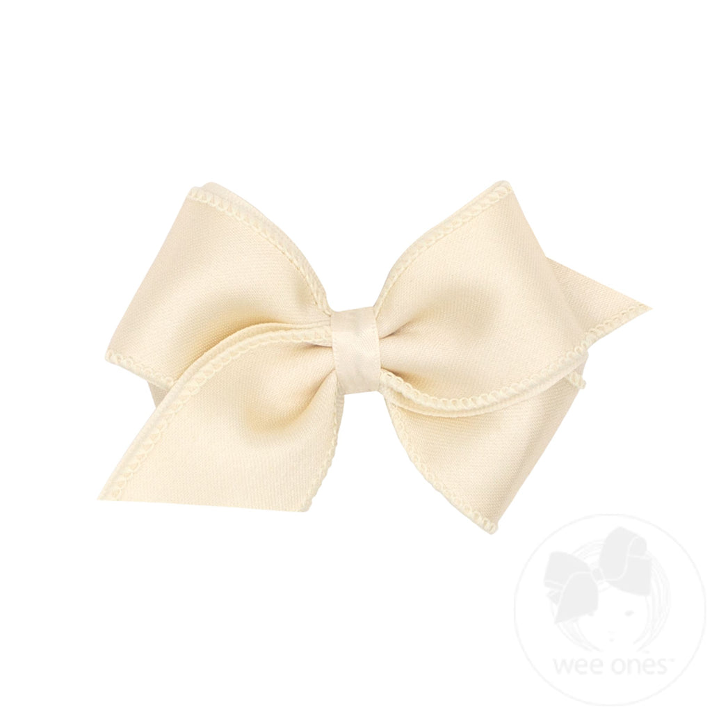 Extra Small Jewel Satin with Grosgrain Overlay Hair Bow