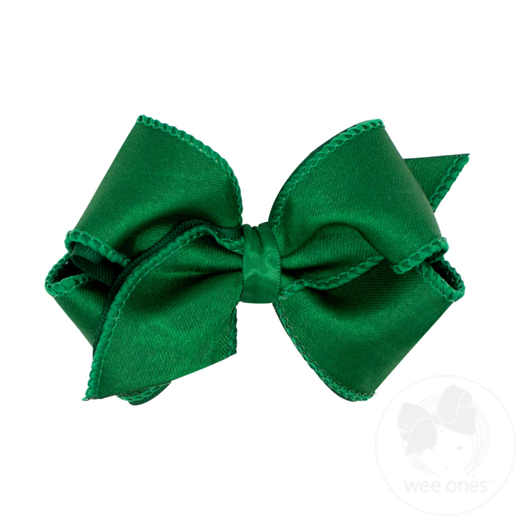 Extra Small Jewel Satin with Grosgrain Overlay Hair Bow