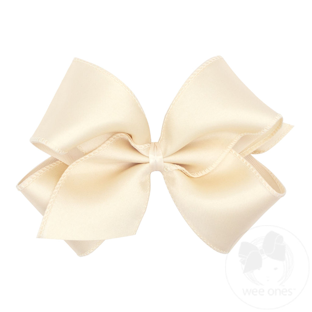 King Jewel Satin with Grosgrain Overlay Hair Bow