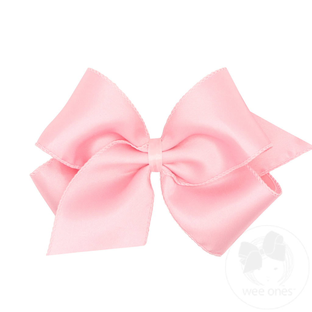 King Jewel Satin with Grosgrain Overlay Hair Bow
