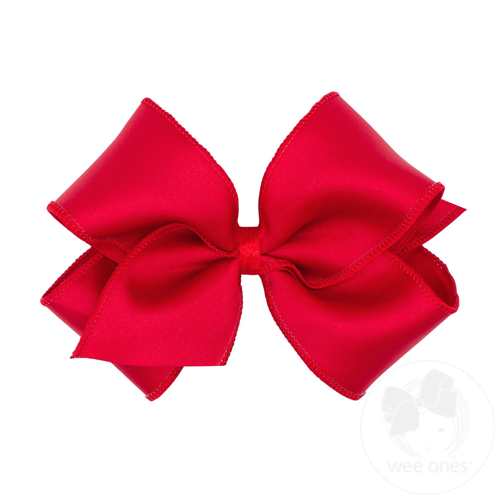 King Jewel Satin with Grosgrain Overlay Hair Bow