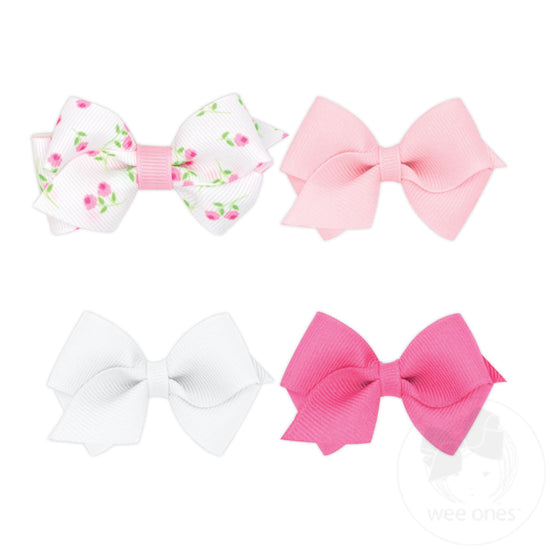 GIFT PACK! One Wee Print and Three Wee solid Grosgrain Hair Bows