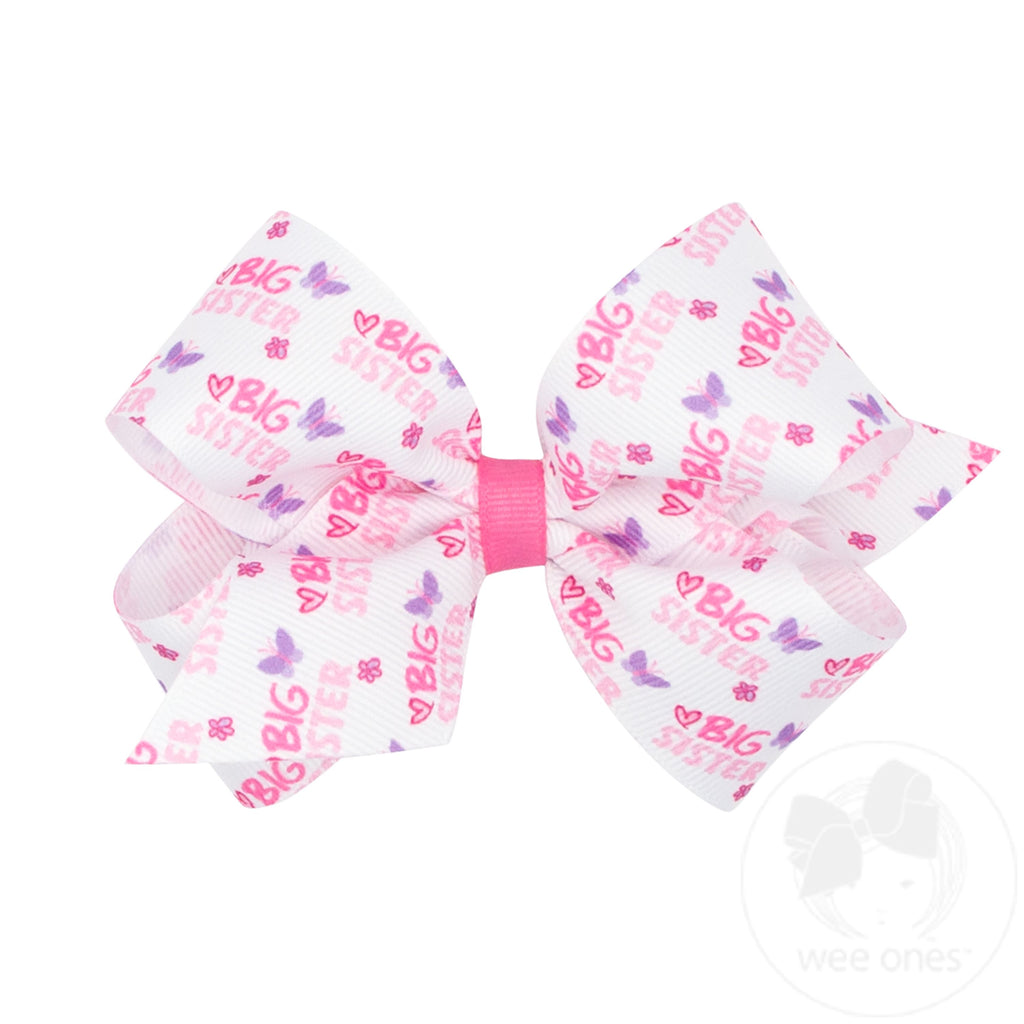 Medium Big Sister Printed Grosgrain Hair Bow