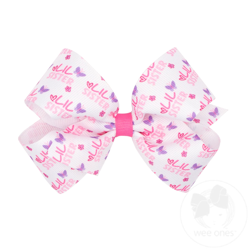 Medium Little Sister Printed Grosgrain Hair Bow