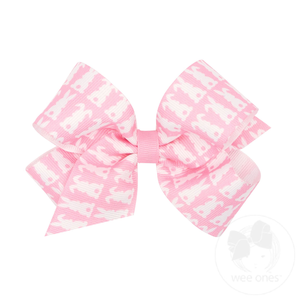 Medium Easter and Spring-Inspired Print Grosgrain Hair Bow