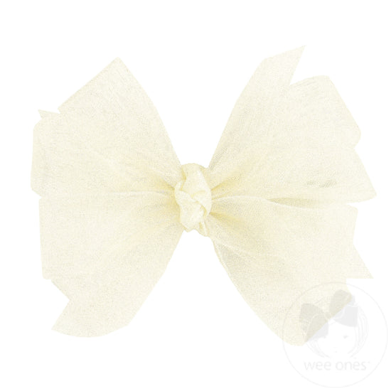 Tiny Classic Organza Girls Double Hair Bow