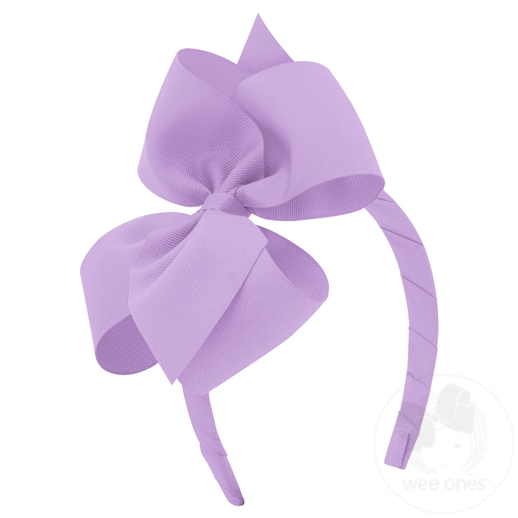 Small King Classic Grosgrain Girls Hair Bow on Headband