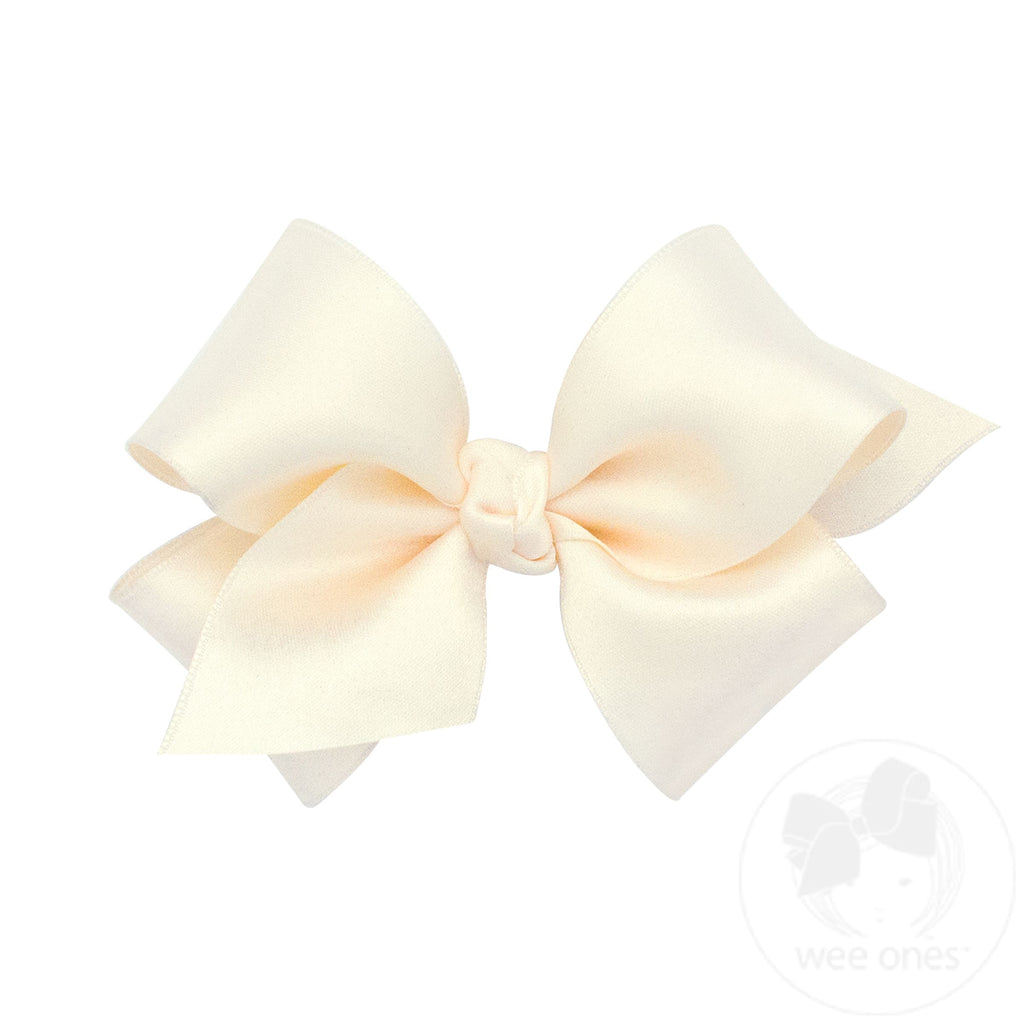 Small French Satin Girls Hair Bow (Knot Wrap)