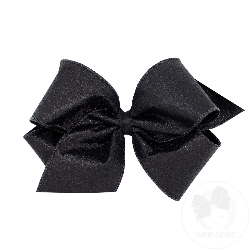 King Party Glitter Girls Hair Bow - BLACK | Wee Ones Hair Bows