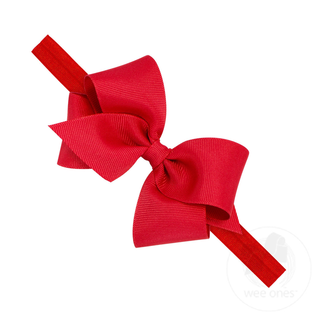 Small Classic Grosgrain Girls Hair Bow on Baby Headband