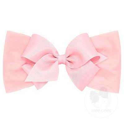 Soft Nylon Girls Baby Band with Matching Grosgrain Bow