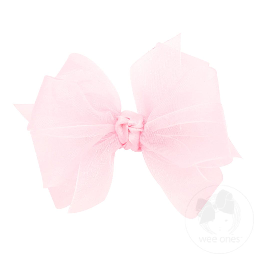 Wee Ones Girls' Premium Hair Bow With Knot Wrap Center On A WeeStay No-Slip Hair