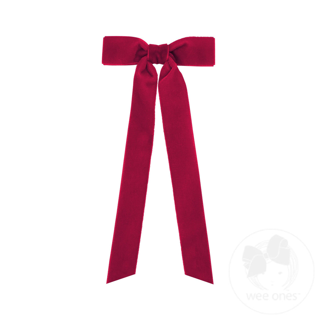 Mini Velvet Bowtie with Plain Wrap and Streamer Tails