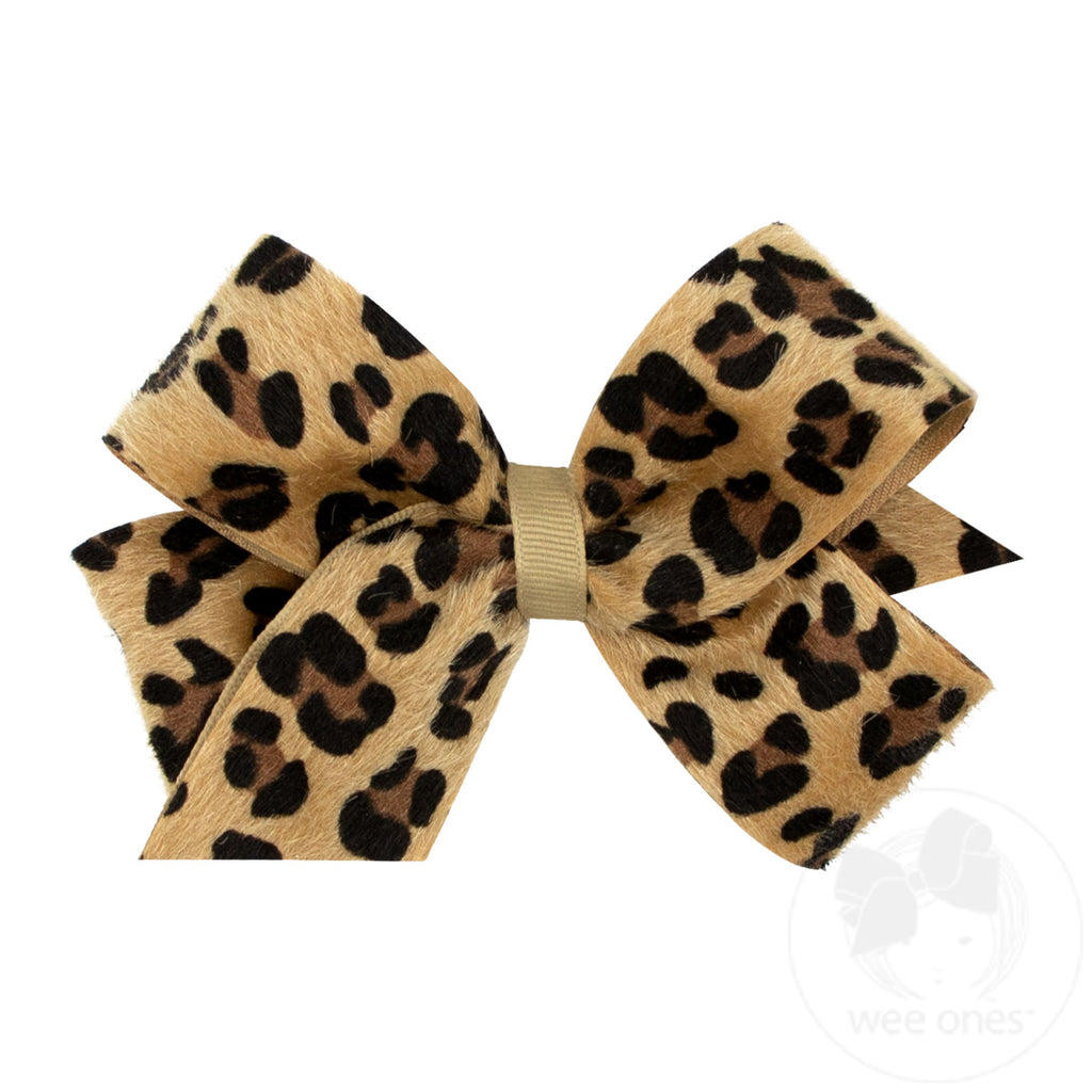 Medium Faux Leopard Fur Overlay Bow