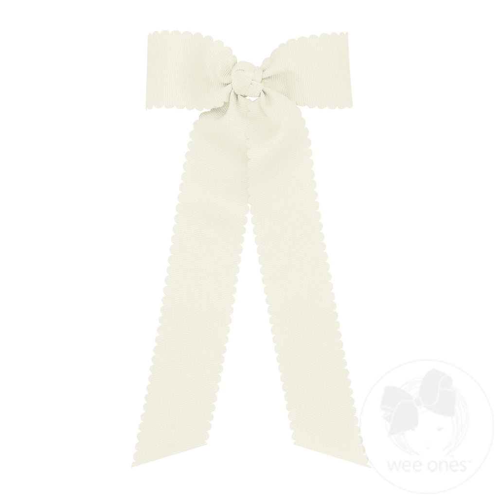 Medium Grosgrain Bowtie with Scalloped Edge, Knot Wrap, and Streamer Tails