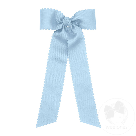 Medium Grosgrain Bowtie with Scalloped Edge, Knot Wrap, and Streamer Tails